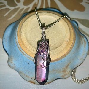 💕Aura crystal quartz necklace